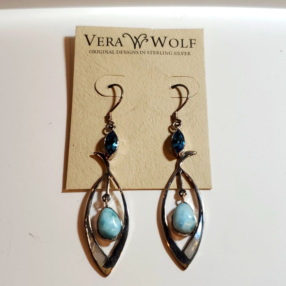 Earrings  Laramar and topaz Sterling silver By Vera Wolf